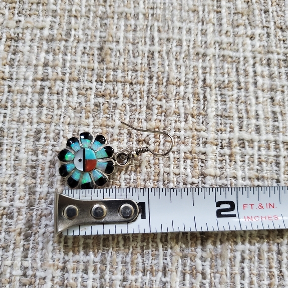 Vintage Zuni Sterling Inlay Opal Earrings - Picture 8 of 8